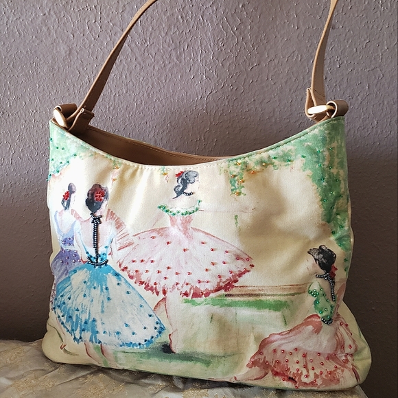 Bueno Cream and Tan Artistic Shoulder Bag - Picture 1 of 12